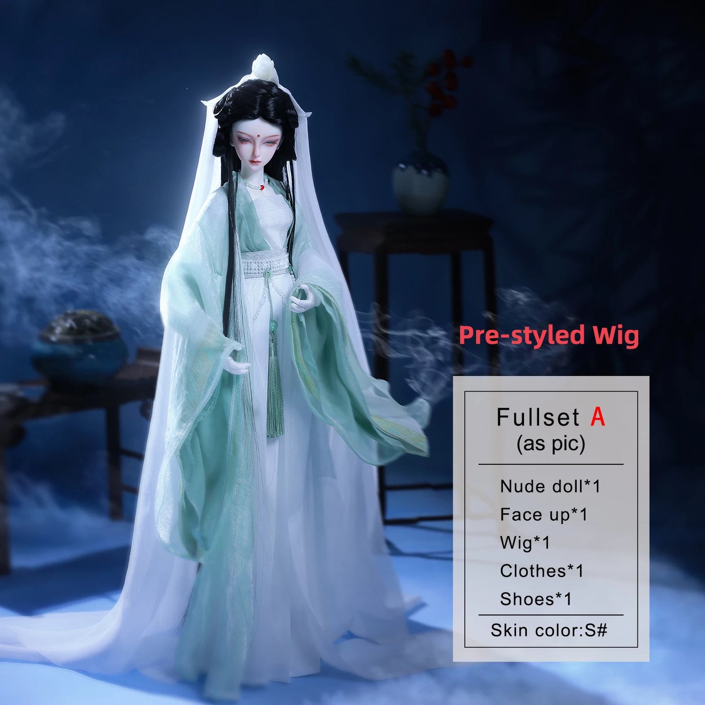 BJD Doll 1/4 Lunai Chinese Myth Shugafairy - Handmade Taoist Priestess Full Set W/ Imperial Crown Artisan Resin