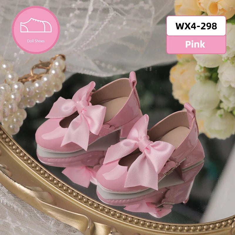 BJD Shoes 1/4 Doll House Accessories Thick High Heel Mary Jane Leather Doll Shoes - Mix and Match Accessories for BJD