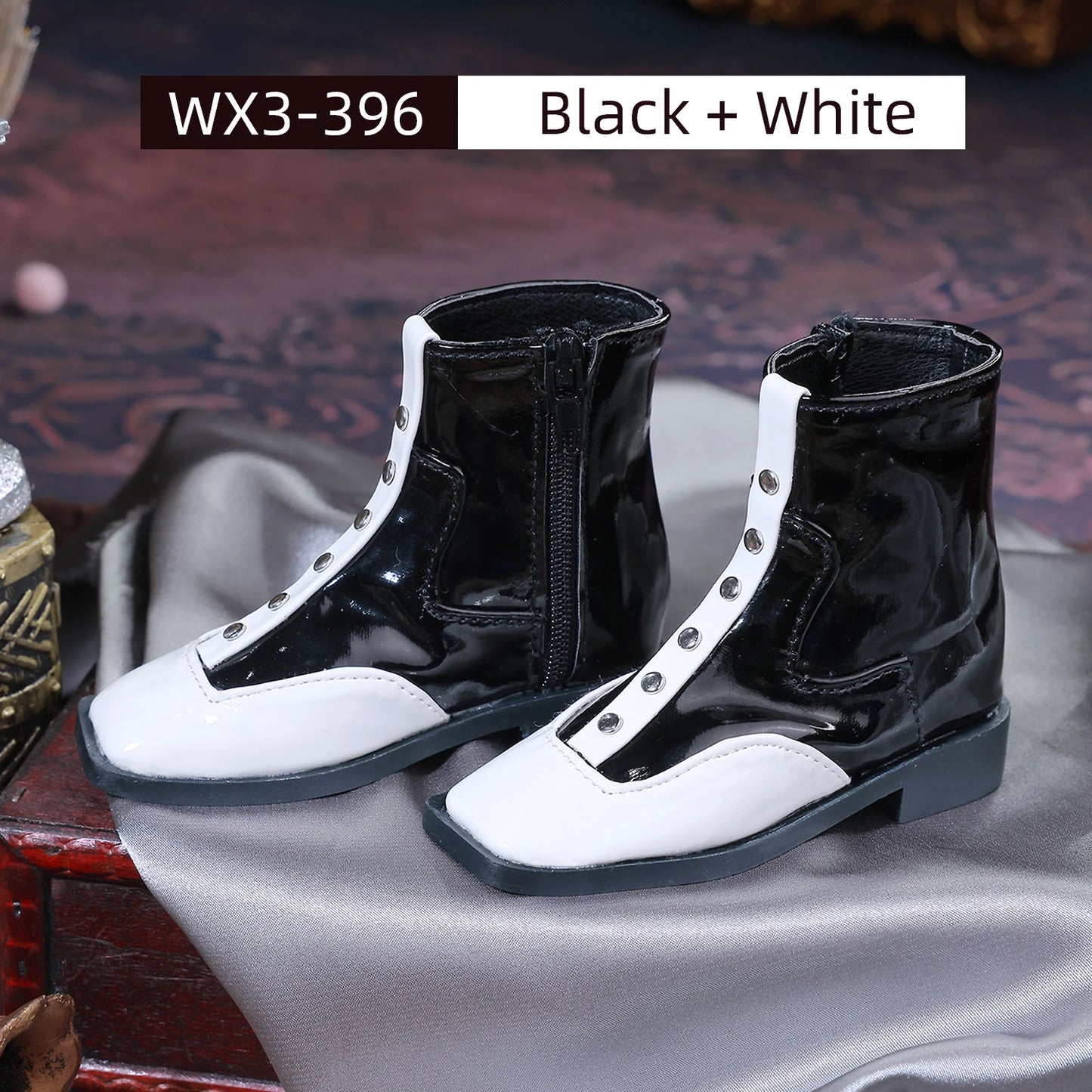 Bjd Shoes 1/3 Yunus Body 10.3cm Elegant and Fashionable Figure Shoes Shiny Leather Ankle Boots Doll Accessories