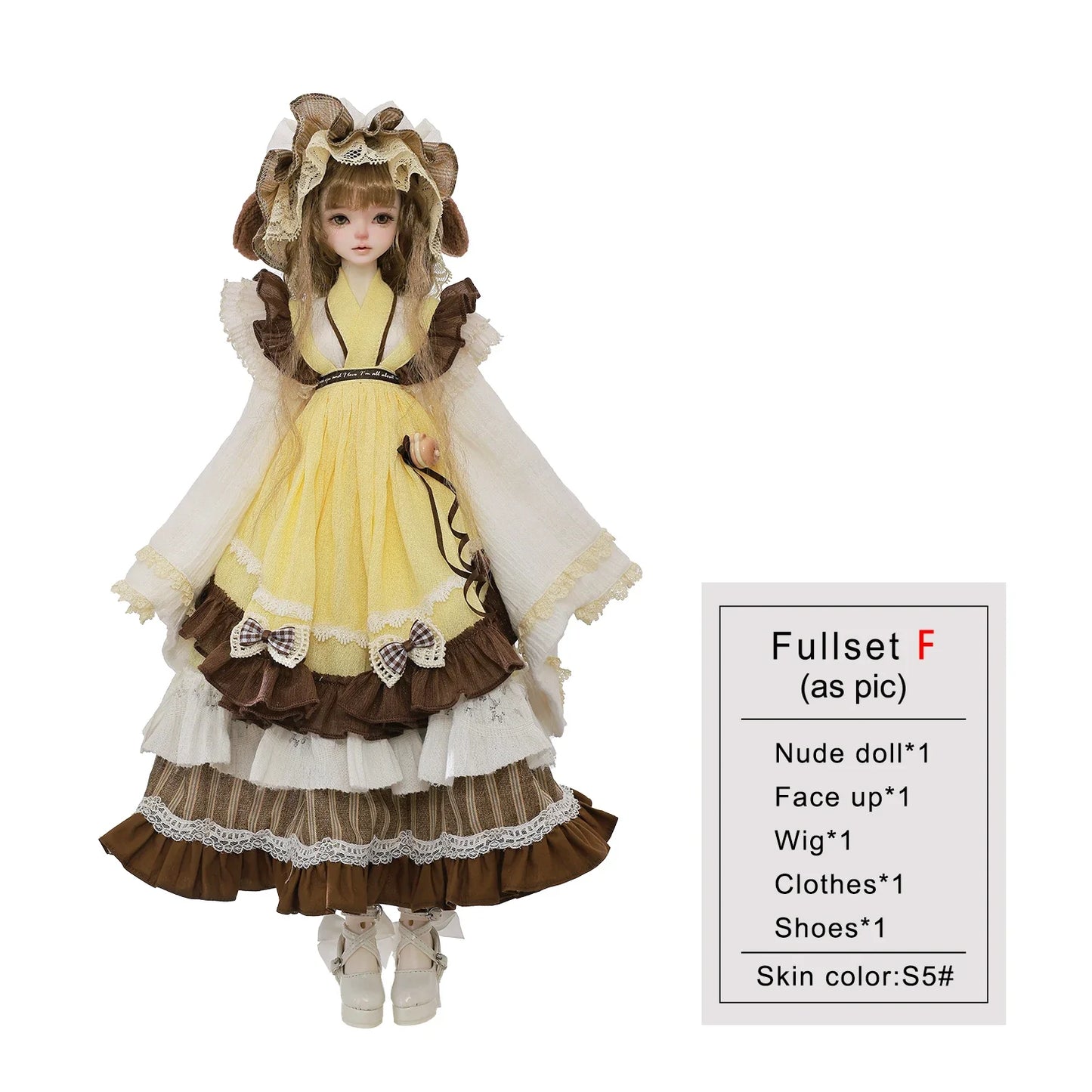 ShugaFairy Lynn F 1/4 BJD Lolita Doll - Poseable Bariy Body Full Set Yellow Fashion Dolls