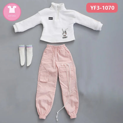 BJD Clothes 1/3 Roselle ver.2 Female Modern Casual Outfit SD Red White Black Stripe Jeans Sports Doll Accessories Emma Reki