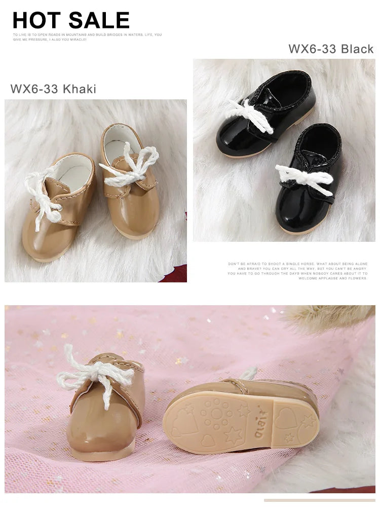 Free Shipping BJD Shoes 1/6 Leather Black Khaki For YOSD BJD Dolls WX6-33 Length 4.6cm width 2cm WX6-40 blue Doll Accessories