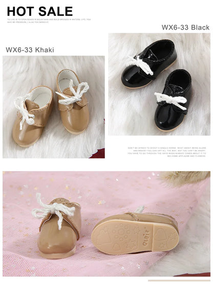 Free Shipping BJD Shoes 1/6 Leather Black Khaki For YOSD BJD Dolls WX6-33 Length 4.6cm width 2cm WX6-40 blue Doll Accessories