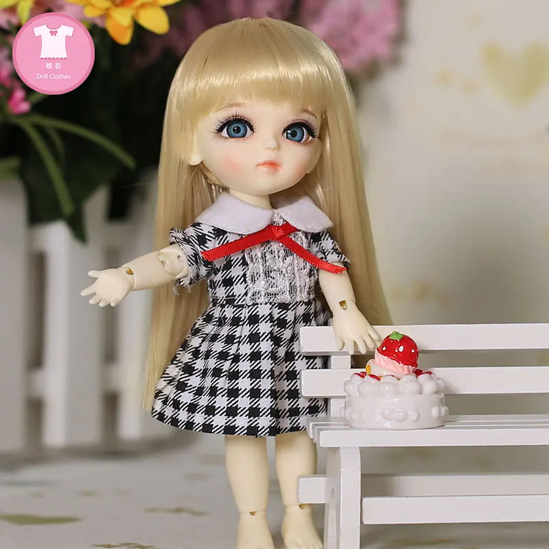 BJD SD Doll Clothes 1/8 Sdcustom-made Plaid Skirt  Princess Style For Lati Yosd Body YF8 to 6 Doll Accessories