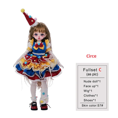 Circe C Momoko Handmade 1/6 BJD Doll Full Set - Circus Princess Resin Figure for Fairy Clown Acrobat - Shugafairy