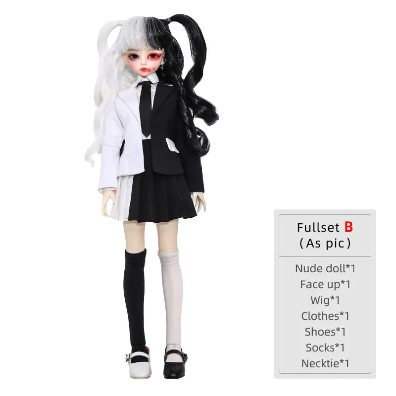 Aiba 1/4 BJD Doll Shuga Fairy Fullset Resin Material Dolls Black White Stitching Suit Style Dolls Surprise Gift for Girls