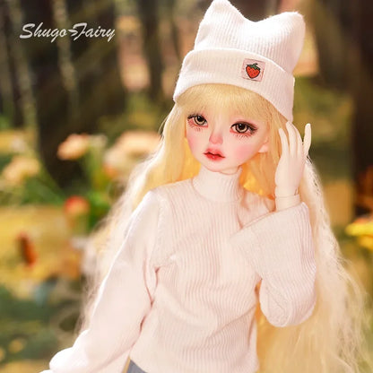 Bee BJD Doll 1/4 MioA Fullset Warm Winter Bright Pink Sweater Skinny Denim Skirt Wool Scrafs Sweet Toy for Girls Shugafairy