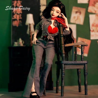 Bjd Doll 1/4 Rosetti Retro Hong Kong Female Style Joan Body Big Chest Resin Ball Jointed Dolls Toy for Girls Fullset Shugafairy
