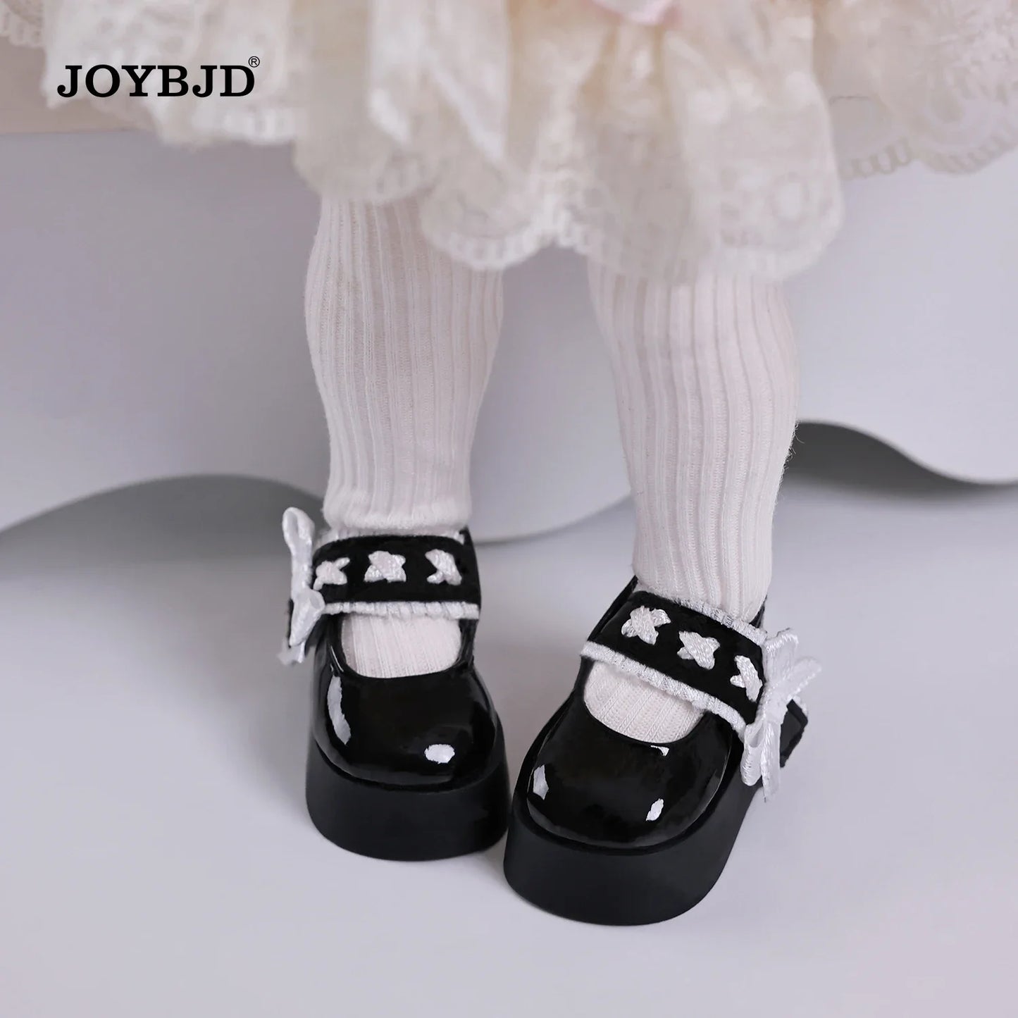 Bjd Dolls Shoes 1/6 BJD Glossy Platform  Lace Mary Jane Shoes Flat Heel Feet for YOSD Body Art Doll Accessories JOYBJD