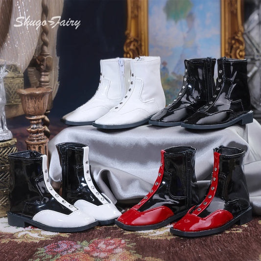 Bjd Shoes 1/3 Yunus Body 10.3cm Elegant and Fashionable Figure Shoes  Shiny Leather Ankle Boots Doll Accessories
