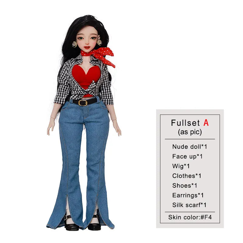 Bjd Doll 1/4 Rosetti Retro Hong Kong Female Style Joan Body Big Chest Resin Ball Jointed Dolls Toy for Girls Fullset Shugafairy