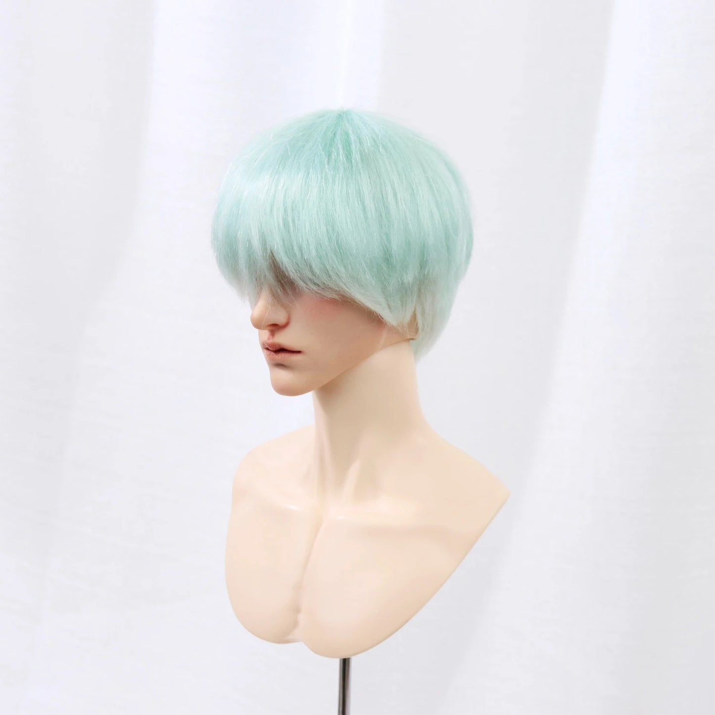BJD Wig 1/3 Scale Unisex Short Bob (23cm Head Circ) Mint Green Soft Textured Doll Hair Base Doll Accessories