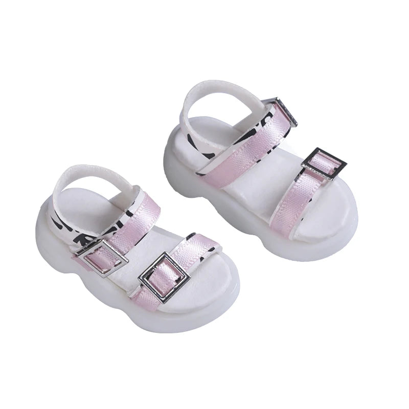 BJD Shoes 1/6 Yosd Body 5.3cm Casual Sandals White Base Pink Embellishment Doll Accessories