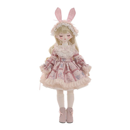 ShugaFairy 1/4 BJD Doll Beryl - Sakura Theme Sleep Eyes Resin Body Full Set with Bunny Ears & Outfit