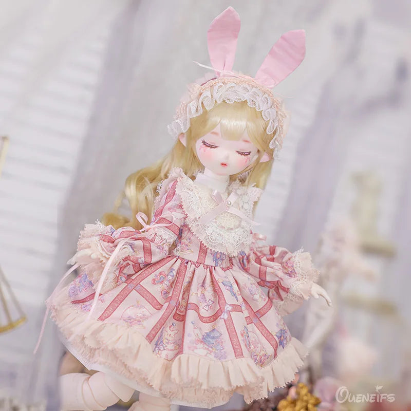 ShugaFairy 1/4 BJD Doll Beryl - Sakura Theme Sleep Eyes Resin Body Full Set with Bunny Ears & Outfit