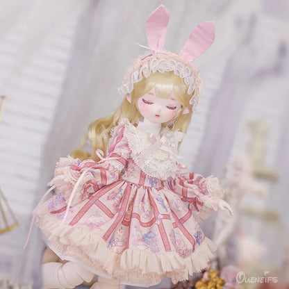 ShugaFairy 1/4 BJD Doll Beryl - Sakura Theme Sleep Eyes Resin Body Full Set with Bunny Ears & Outfit