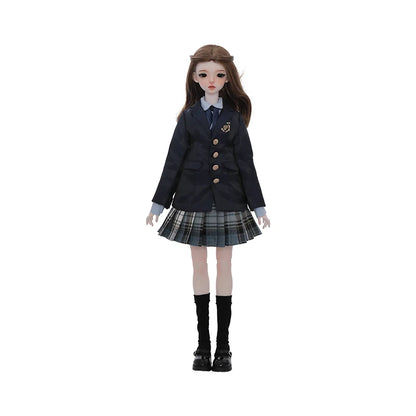 Celia Bjd Doll 1/4 Fullset Barly Royal College JK Uniform Blue Suit Pleated Shirt Mary Jane Shoes Toy for Girl Shugafairy