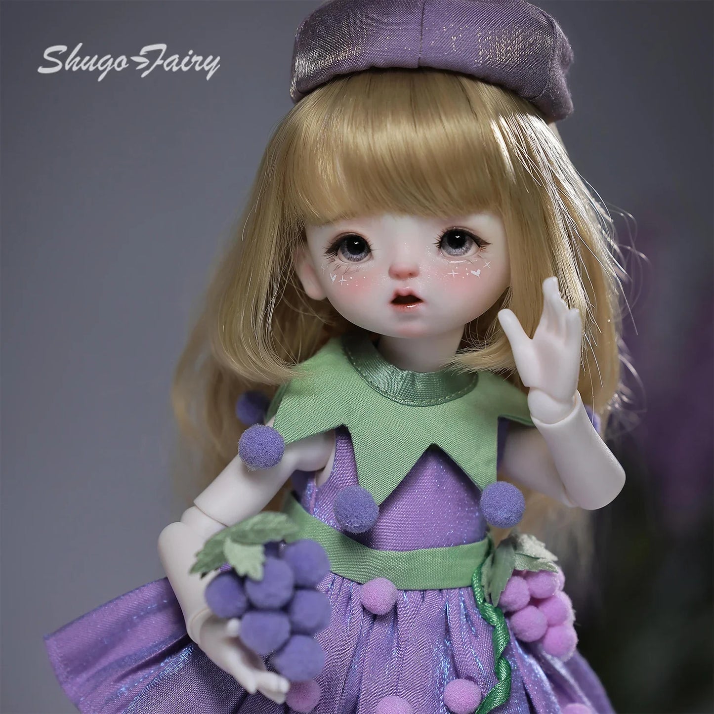 Qiqi A 1/6 BJD Doll - Baby Face Purple Princess Grape Sweet Lolita Style Korean Anime Ball-Jointed Doll Full Set | ShugaFairy