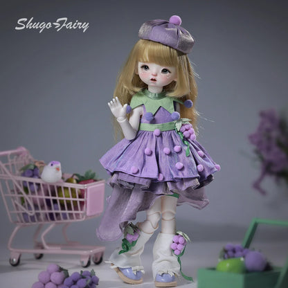 Qiqi A 1/6 BJD Doll - Baby Face Purple Princess Grape Sweet Lolita Style Korean Anime Ball-Jointed Doll Full Set | ShugaFairy