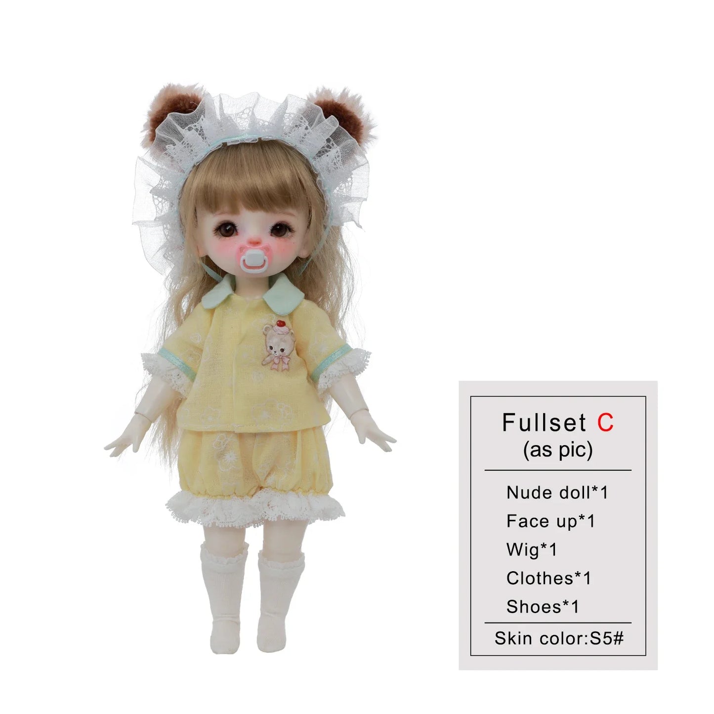May C BJD - Adorable 1/6 Anime Baby Doll | Pacifier & Poseable Full Set