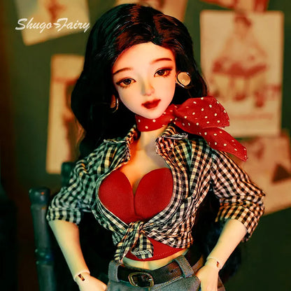 Bjd Doll 1/4 Rosetti Retro Hong Kong Female Style Joan Body Big Chest Resin Ball Jointed Dolls Toy for Girls Fullset Shugafairy