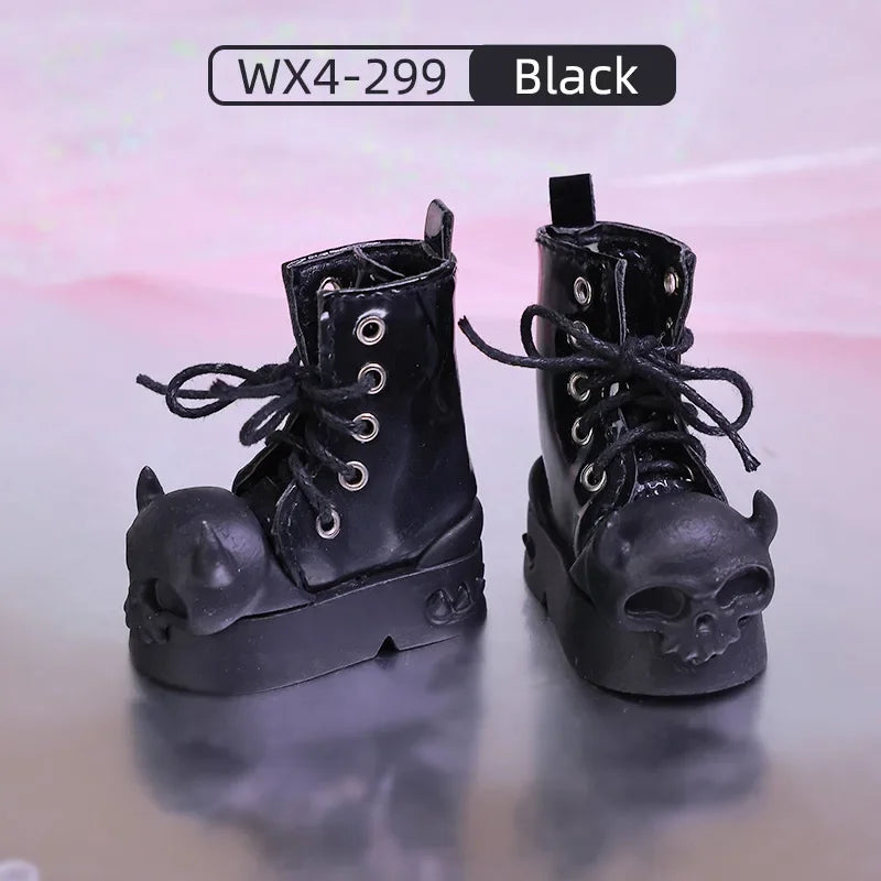 Shuga Fairy Halloween BJD Shoes for 1/4 Mini Toy High Boots Black and Pink Colors Shoes for UNA BJD Accessories WX4-299