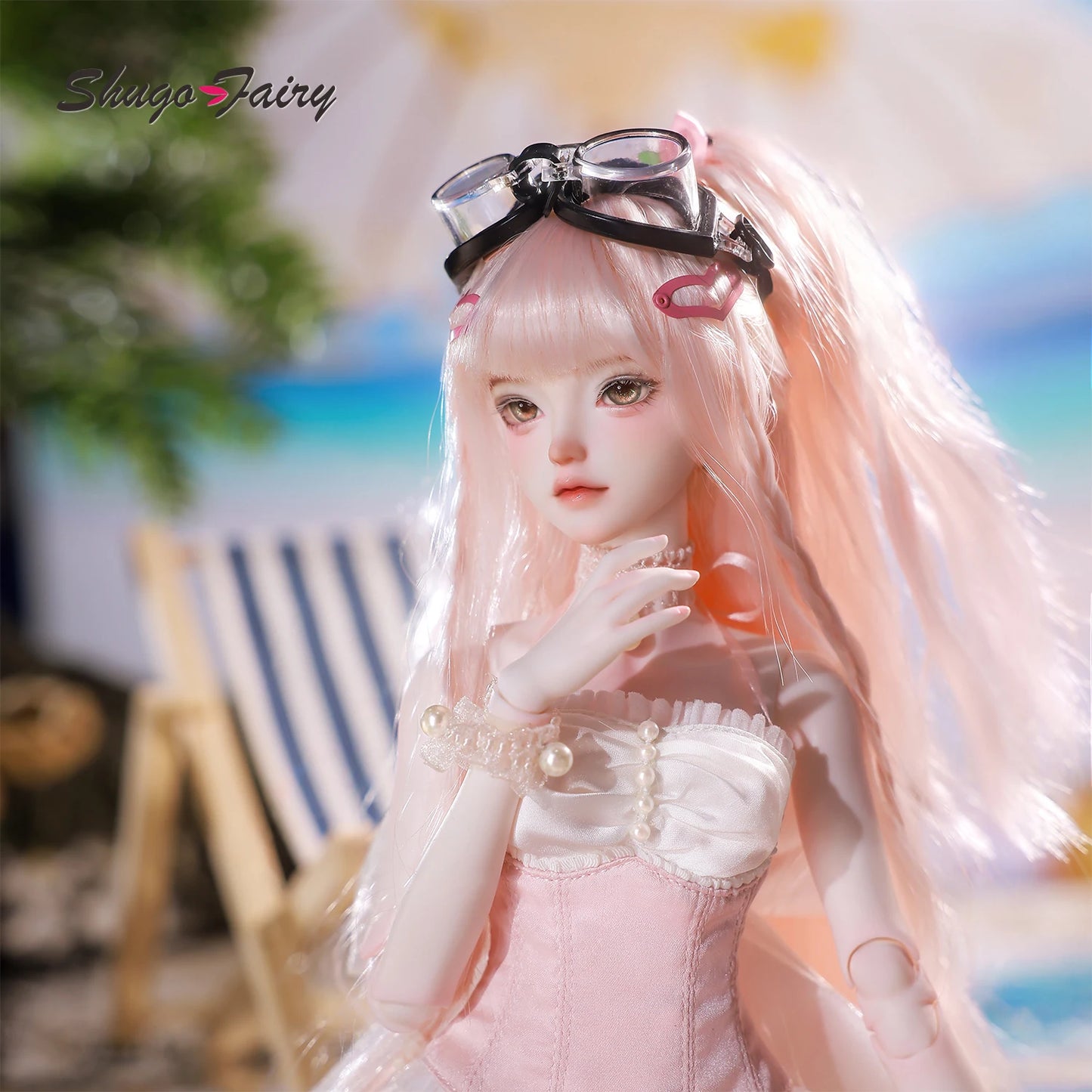 BJD Doll 1/4 Julia D Full Set with Ballet Beach Outfits Pink Wig Full Bust Body Swimsuit Ball Jointed Doll Shugafairy