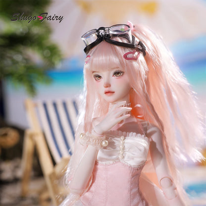 BJD Doll 1/4 Julia D Full Set with Ballet Beach Outfits Pink Wig Full Bust Body Swimsuit Ball Jointed Doll Shugafairy