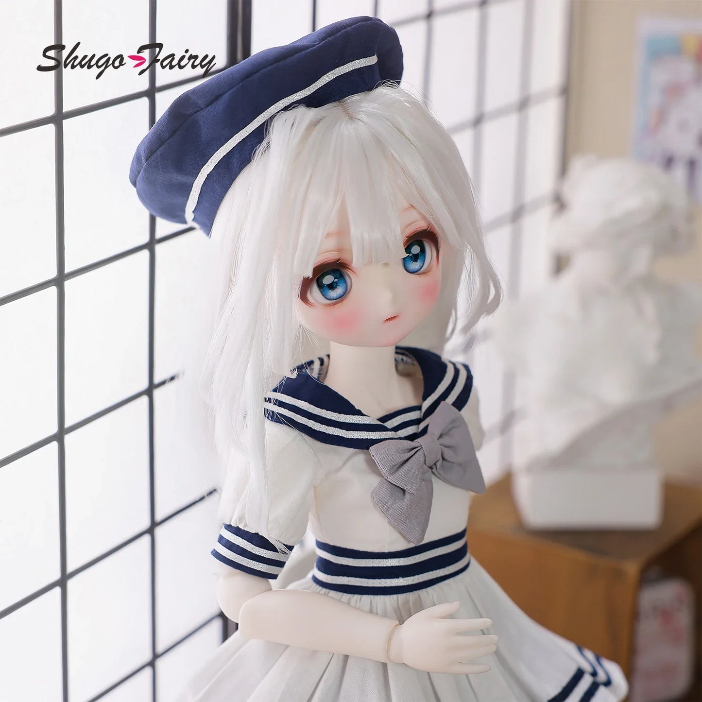 ShugaFairy Makoto C 1/4 BJD Navy Officer - Elf Pointed Ears Sailor Uniform & Anime Face Full Poseable Set | Elite Collection