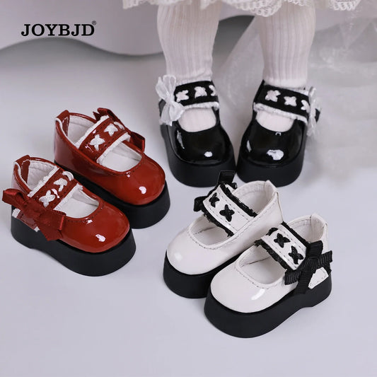 Bjd Dolls Shoes 1/6 BJD Glossy Platform  Lace Mary Jane Shoes Flat Heel Feet for YOSD Body Art Doll Accessories JOYBJD