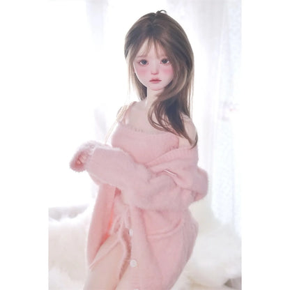 1/3 1/4 in stock fluffy outfits cardigan+ vest+ pants clothes set 58-65cm puyoodoll BJD