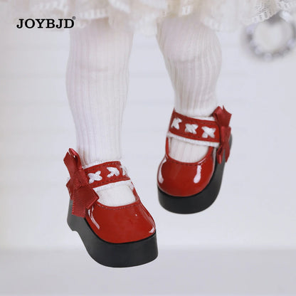 Bjd Dolls Shoes 1/6 BJD Glossy Platform  Lace Mary Jane Shoes Flat Heel Feet for YOSD Body Art Doll Accessories JOYBJD