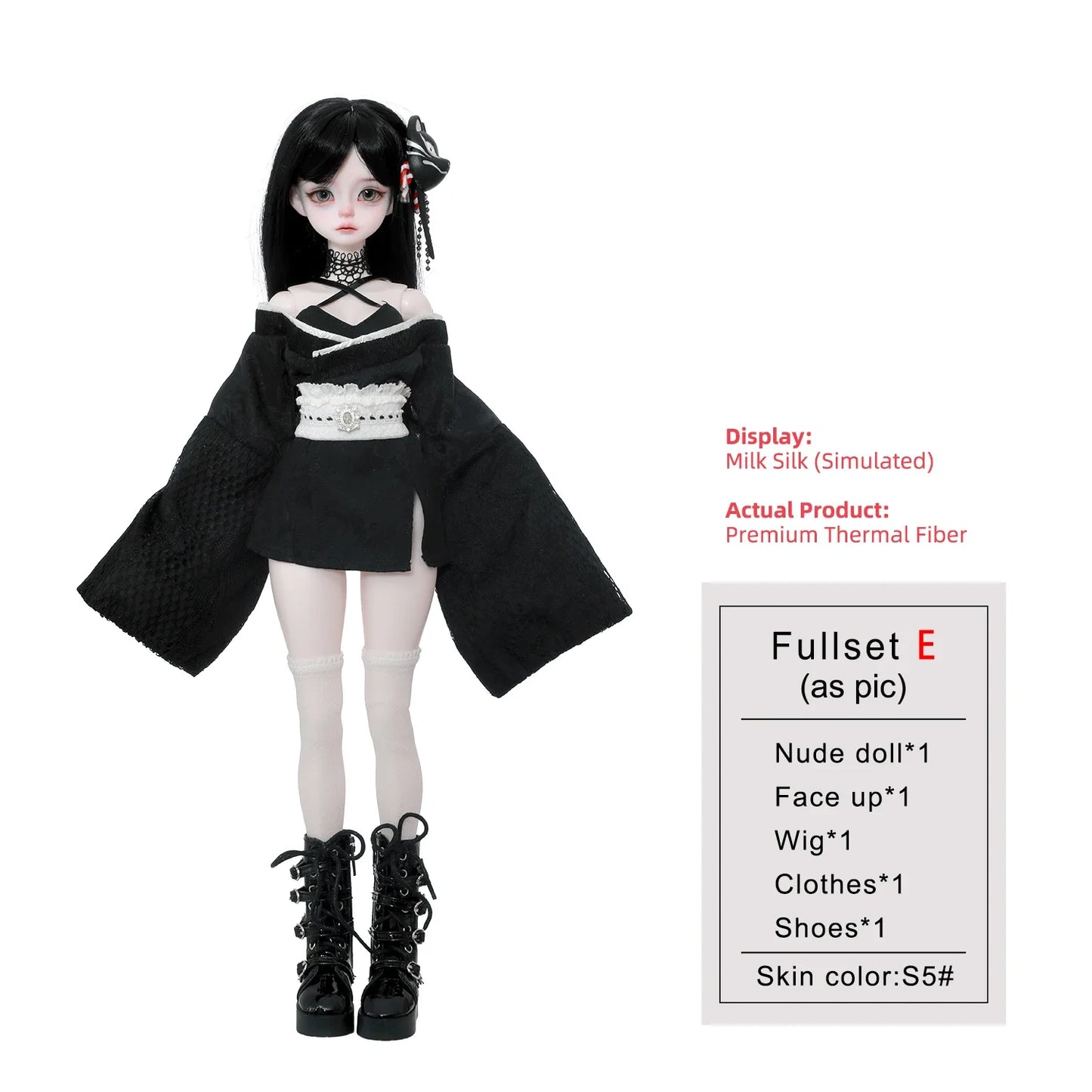 Kikyou E 1/4 BJD Armed Princess - Yakuza Mafia Style Japanese Silk Wafuku & Thigh High Full Set  | Shugafairy Y2K Retro