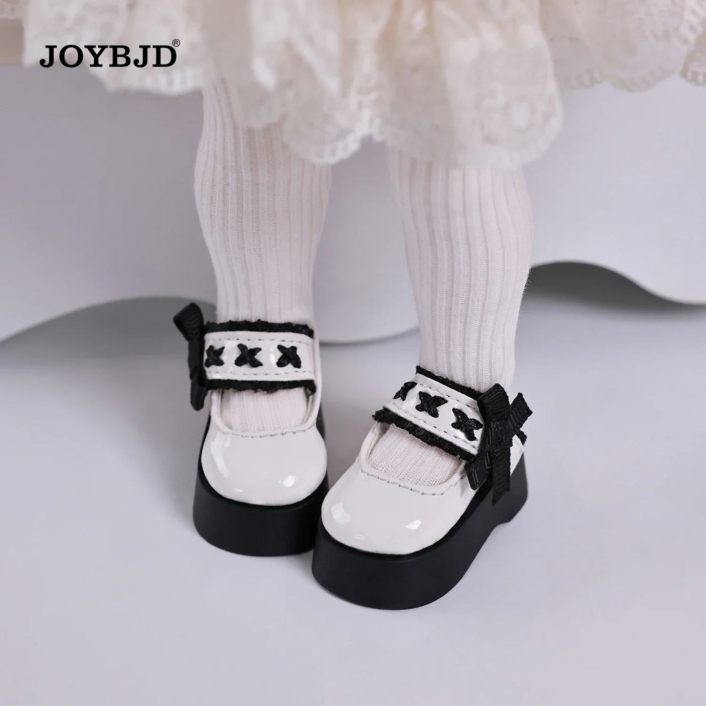 Bjd Dolls Shoes 1/6 BJD Glossy Platform  Lace Mary Jane Shoes Flat Heel Feet for YOSD Body Art Doll Accessories JOYBJD