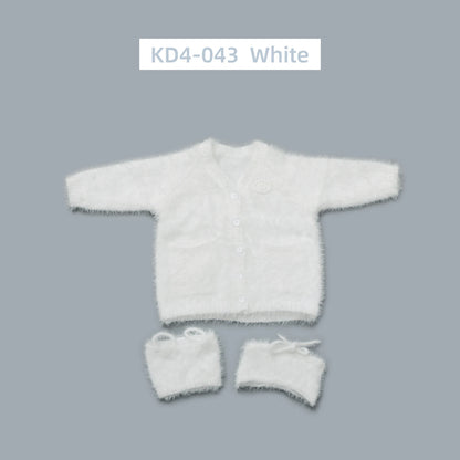 1/3 1/4 in stock fluffy outfits cardigan+ vest+ pants clothes set 58-65cm puyoodoll BJD