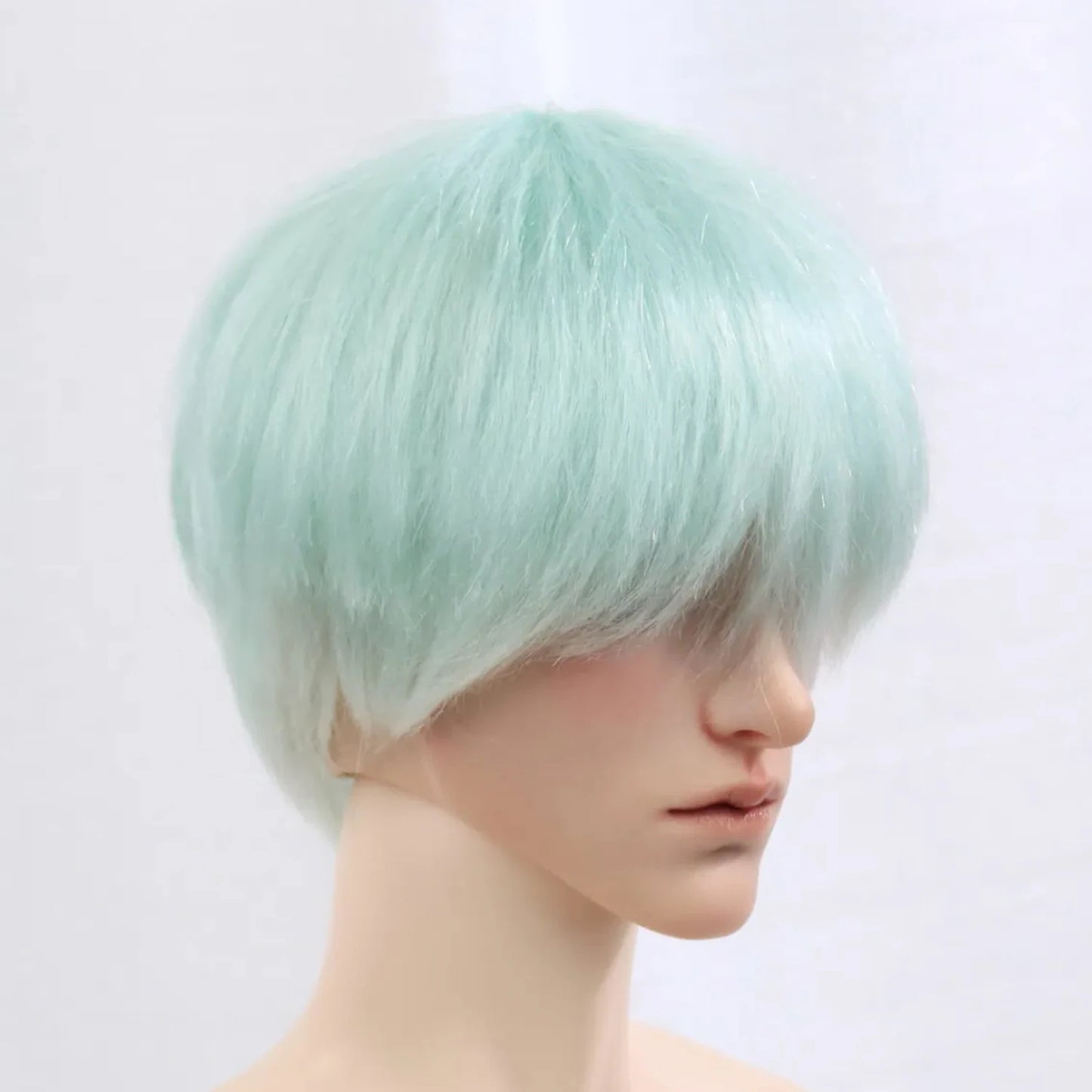 BJD Wig 1/3 Scale Unisex Short Bob (23cm Head Circ) Mint Green Soft Textured Doll Hair Base Doll Accessories