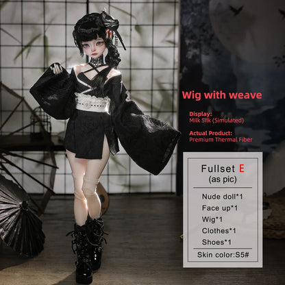 Kikyou E 1/4 BJD Armed Princess - Yakuza Mafia Style Japanese Silk Wafuku & Thigh High Full Set  | Shugafairy Y2K Retro