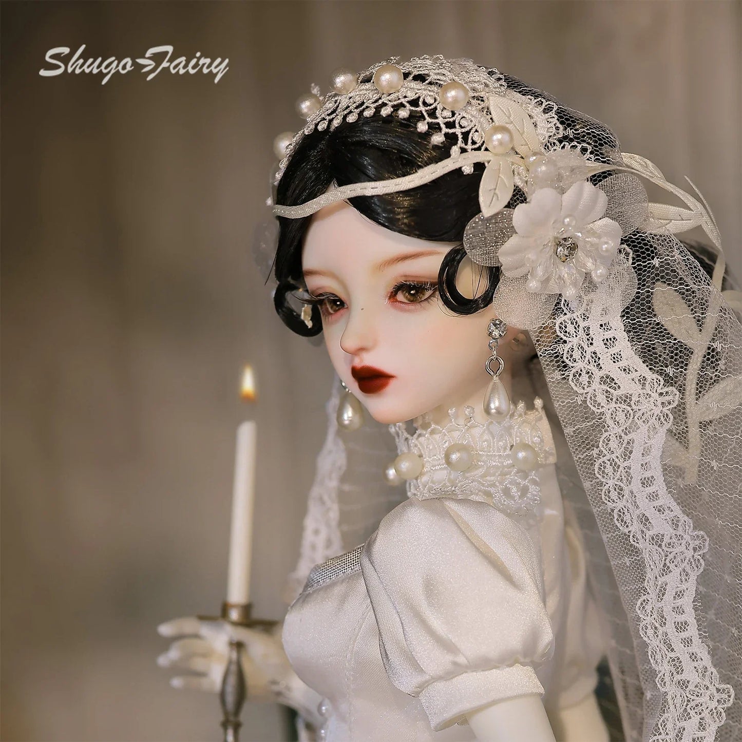 ShugaFairy Sophia B 1/4 BJD Doll - Gothic Lolita Bride Full Set, Handmade Resin Figure Collectible Victorian Bridal Wedding Gift