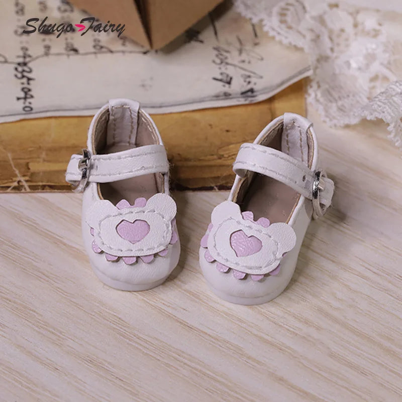 BJD Shoes 1/6 Omelet YOSD Dessert Bear Style Colorful Versatile Ball Jointed Doll Accessories Red Purple Heart Cookie Pattern