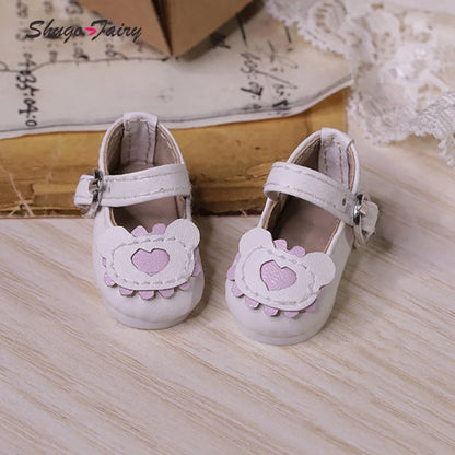 BJD Shoes 1/6 Omelet YOSD Dessert Bear Style Colorful Versatile Ball Jointed Doll Accessories Red Purple Heart Cookie Pattern