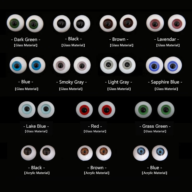 Doll BJD Eyes Eyeball Size 1/3 1/4 1/6 1/8 yosd SD MSD Light Grey Dark Green black brown  Redpurple Smoky 6 8 10 12 14 16  18m