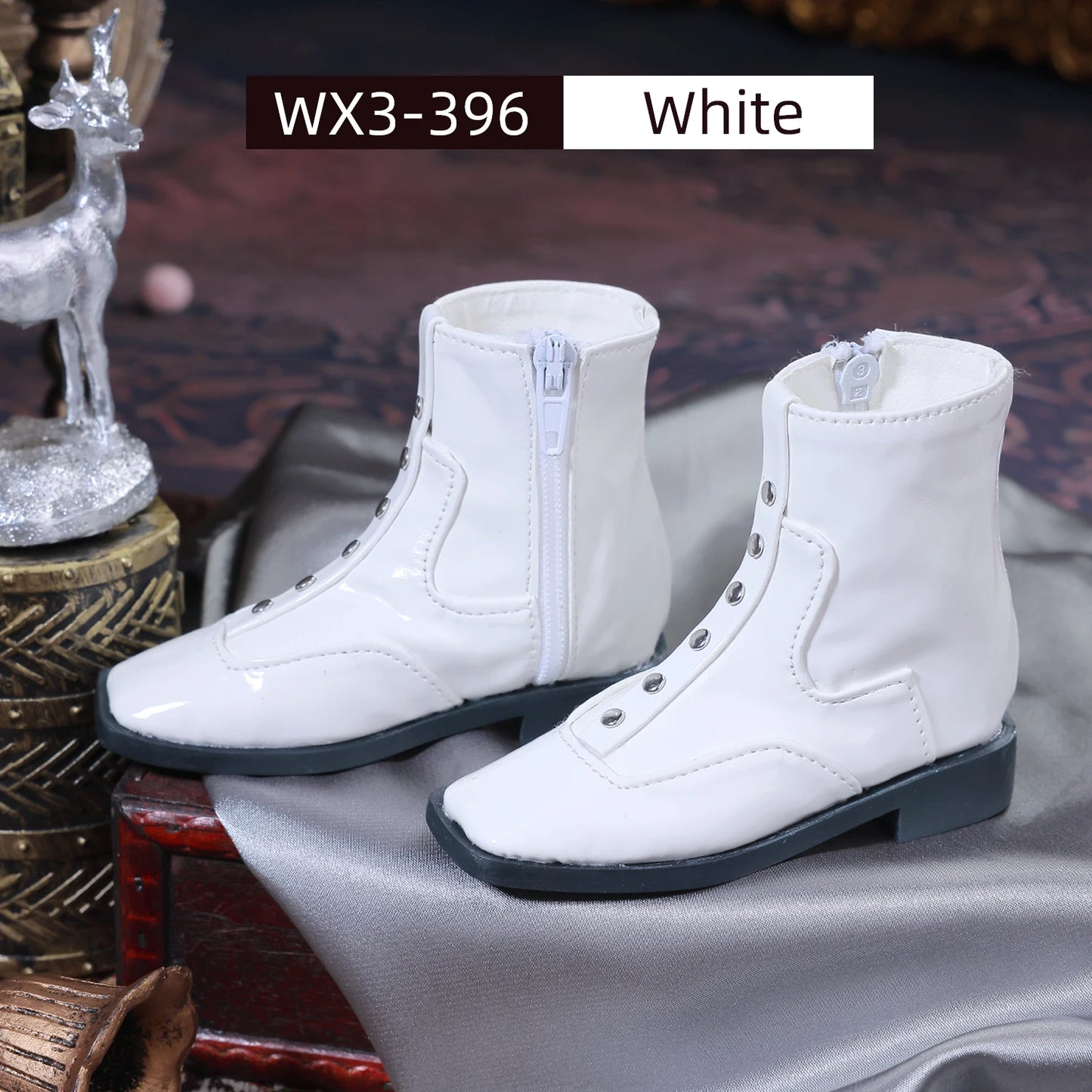Bjd Shoes 1/3 Yunus Body 10.3cm Elegant and Fashionable Figure Shoes  Shiny Leather Ankle Boots Doll Accessories
