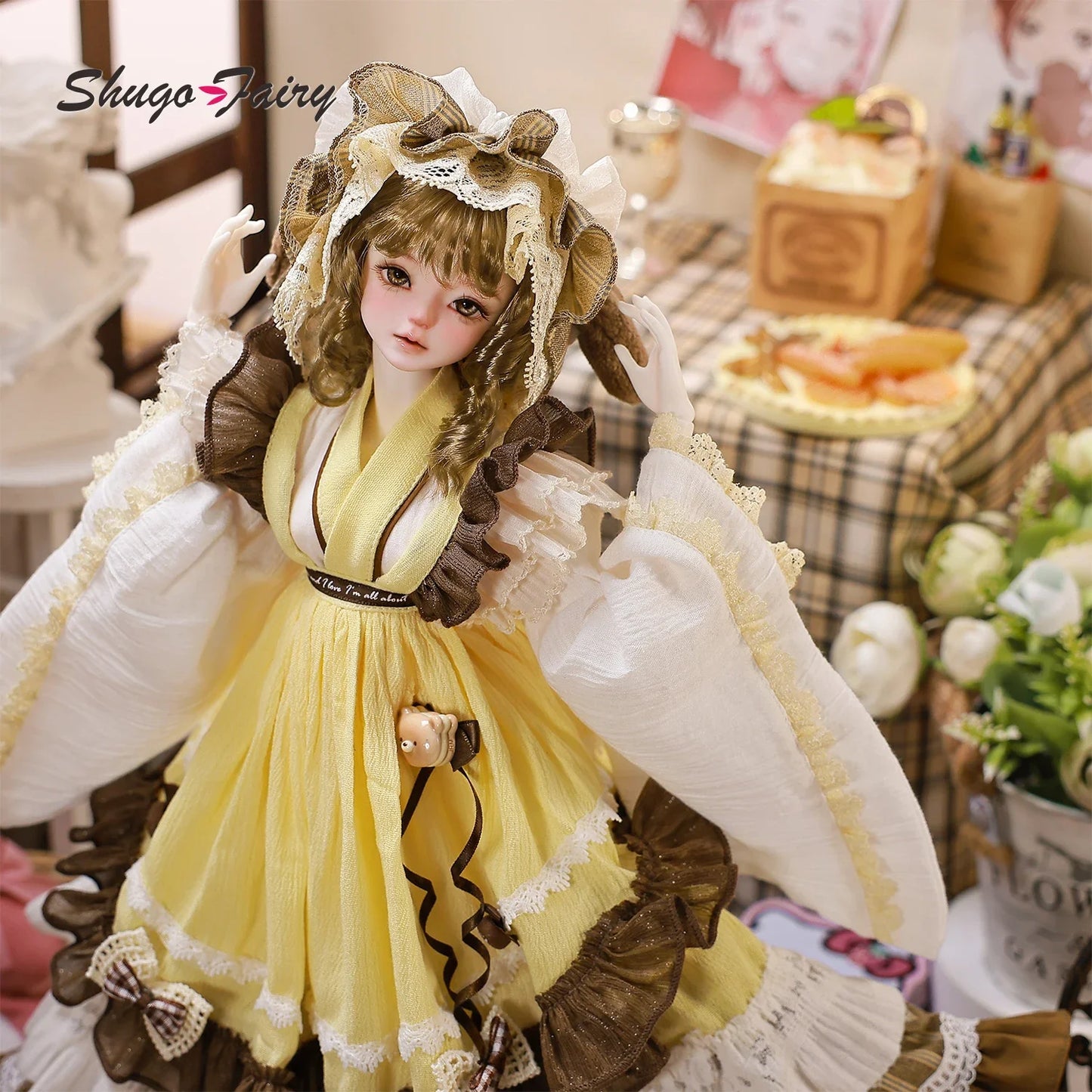 ShugaFairy Lynn F 1/4 BJD Lolita Doll - Poseable Bariy Body Full Set Yellow Fashion Dolls