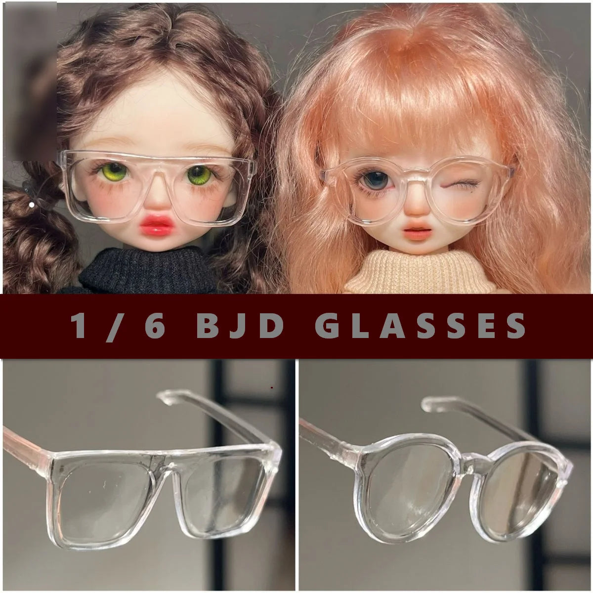 BJD Glasses 1/6 Accessories Fashion BJD Dolls Accessories Doll Eyeglasses  for Outdoor Dressing and Matching Acrylic Material