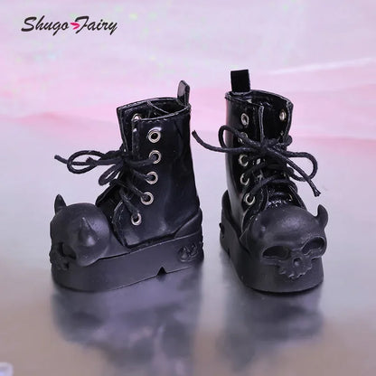 Shuga Fairy Halloween BJD Shoes for 1/4 Mini Toy High Boots Black and Pink Colors Shoes for UNA BJD Accessories WX4-299
