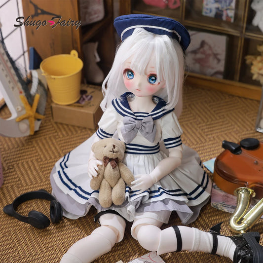 ShugaFairy Makoto C 1/4 BJD Navy Officer - Elf Pointed Ears Sailor Uniform & Anime Face Full Poseable Set | Elite Collection
