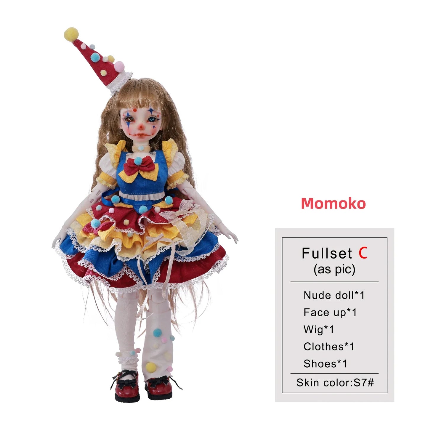 Circe C Momoko Handmade 1/6 BJD Doll Full Set - Circus Princess Resin Figure for Fairy Clown Acrobat - Shugafairy