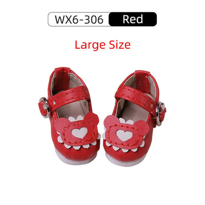 BJD Shoes 1/6 Omelet YOSD Dessert Bear Style Colorful Versatile Ball Jointed Doll Accessories Red Purple Heart Cookie Pattern