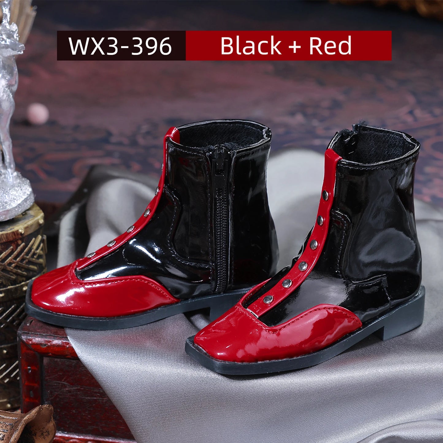 Bjd Shoes 1/3 Yunus Body 10.3cm Elegant and Fashionable Figure Shoes  Shiny Leather Ankle Boots Doll Accessories