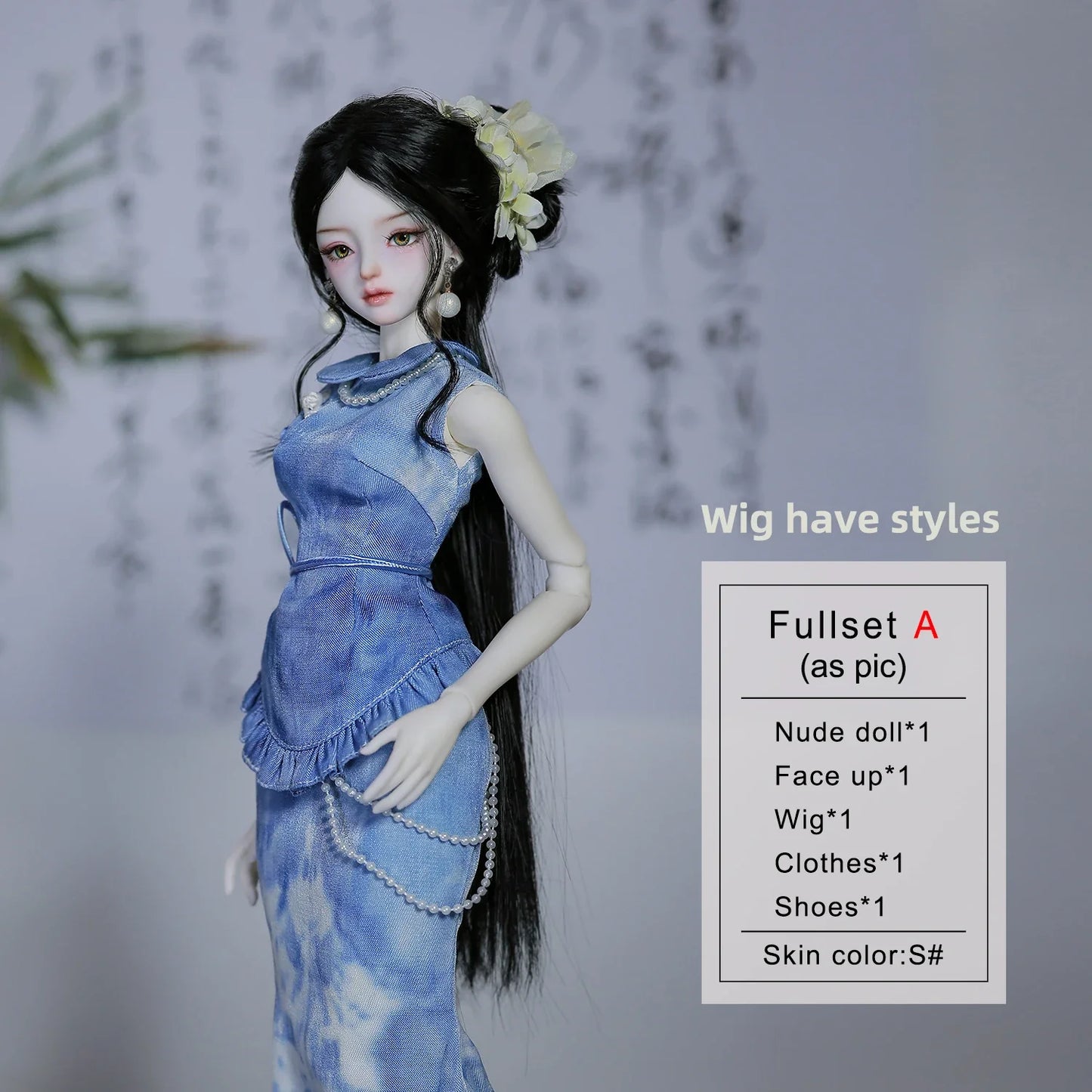 ShugaFairy Sophia A 1/4 BJD - Frost Scholar Resin Figure Neo-Chinese Silk Cheongsam with Mermaid Skirt Full Set Collectible